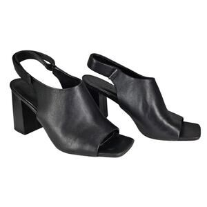 VINCE NIARA WOMEN'S BLACK SLINGBACK BLOCK HEEL SANDAL LEATHER SIZE 9M